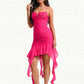 Skye Bodycon V-Neck Asymmetrical Chiffon Homecoming Dress With Cascading Ruffles DLP0025712