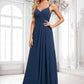 Grace A-line V-Neck Floor-Length Chiffon Bridesmaid Dress DLP0025803