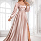 Amaris A-line V-Neck Floor-Length Stretch Satin Prom Dresses DLP0025880