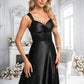 Bridget A-line V-Neck Floor-Length Stretch Satin Prom Dresses With Bow DLP0025882