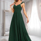 Lara A-line V-Neck Floor-Length Chiffon Bridesmaid Dress With Ruffle DLP0025811