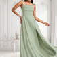 Samantha A-line Cowl Floor-Length Chiffon Bridesmaid Dress With Bow DLP0025738