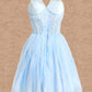 Raelynn Ball-Gown/Princess Sweetheart Short Lace Tulle Homecoming Dress With Ruffle DLP0025707