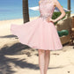 Athena A-line High Neck Knee-Length Chiffon Lace Homecoming Dress With Beading Sequins DLP0020596