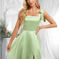 Rosalyn A-line Square Floor-Length Satin Bridesmaid Dress With Bow DLP0025778