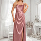 Logan A-line Cowl Floor-Length Stretch Satin Prom Dresses DLP0025881