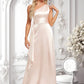 Kadence A-line One Shoulder Floor-Length Stretch Satin Bridesmaid Dress With Ruffle DLP0025818