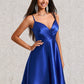 Mckayla A-line V-Neck Short Stretch Satin Homecoming Dress With Pleated DLP0025705