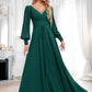 Alejandra A-line V-Neck Floor-Length Chiffon Bridesmaid Dress DLP0025816