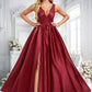 Quinn A-line V-Neck Floor-Length Satin Bridesmaid Dress DLP0025775