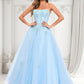 Natalia Ball-Gown/Princess Straight Sweep Train Tulle Prom Dresses With Sequins Appliques Lace DLP0025864