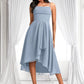 Jeanie A-line Cowl Asymmetrical Chiffon Bridesmaid Dress With Ruffle DLP0025727