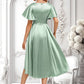 Tina A-line V-Neck Asymmetrical Stretch Satin Bridesmaid Dress With Ruffle DLP0025772