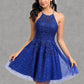 Skye A-line Scoop Short Tulle Lace Homecoming Dress With Sequins DLP0025688