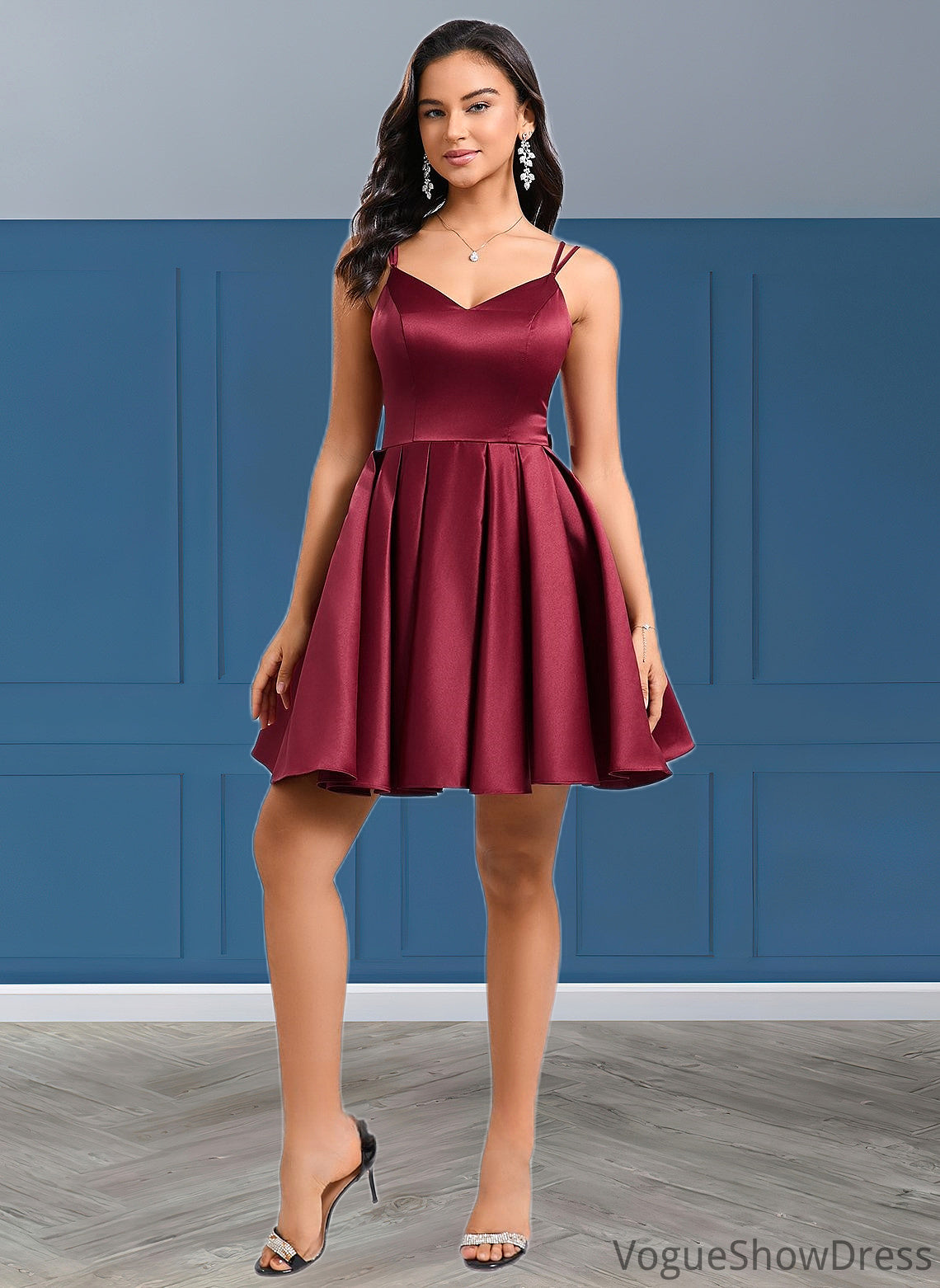 Emerson Ball-Gown/Princess V-Neck Short Satin Homecoming Dress With Bow DLP0025662