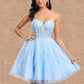 Raelynn Ball-Gown/Princess Sweetheart Short Lace Tulle Homecoming Dress With Ruffle DLP0025707