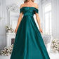 Yaretzi A-line Off the Shoulder Floor-Length Stretch Satin Prom Dresses DLP0025879