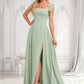 Madge A-line Square Floor-Length Chiffon Prom Dresses With Bow DLP0025876