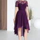 Elizabeth A-line Scoop Asymmetrical Chiffon Lace Homecoming Dress DLP0020587