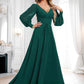 Alejandra A-line V-Neck Floor-Length Chiffon Bridesmaid Dress DLP0025816