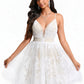 Jaelyn Ball-Gown/Princess V-Neck Short Tulle Lace Homecoming Dress With Pleated DLP0025711