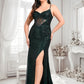 Joan Trumpet/Mermaid V-Neck Sweep Train Sequin Prom Dresses With Sequins DLP0025839