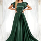 Cali A-line Scoop Floor-Length Stretch Satin Bridesmaid Dress With Ruffle DLP0025770