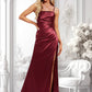 Ariana Trumpet/Mermaid Square Floor-Length Stretch Satin Prom Dresses With Ruffle DLP0025875