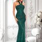 Amirah Sheath/Column Halter Floor-Length Sequin Prom Dresses DLP0025858