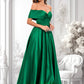 Janiyah Ball-Gown/Princess Off the Shoulder Floor-Length Satin Prom Dresses DLP0025871