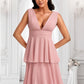 Aliza A-line V-Neck Floor-Length Chiffon Bridesmaid Dress DLP0025749