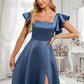 Everleigh A-line Square Floor-Length Satin Bridesmaid Dress With Ruffle DLP0025774