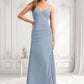 Greta A-line V-Neck Floor-Length Chiffon Bridesmaid Dress DLP0025726