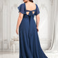 Tiana A-line V-Neck Floor-Length Chiffon Bridesmaid Dress With Ruffle DLP0025802