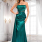 Liliana Trumpet/Mermaid Straight Sweep Train Stretch Satin Prom Dresses With Pleated DLP0025849