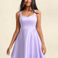 Olga A-line Sweetheart Short Satin Homecoming Dress With Bow DLP0025682