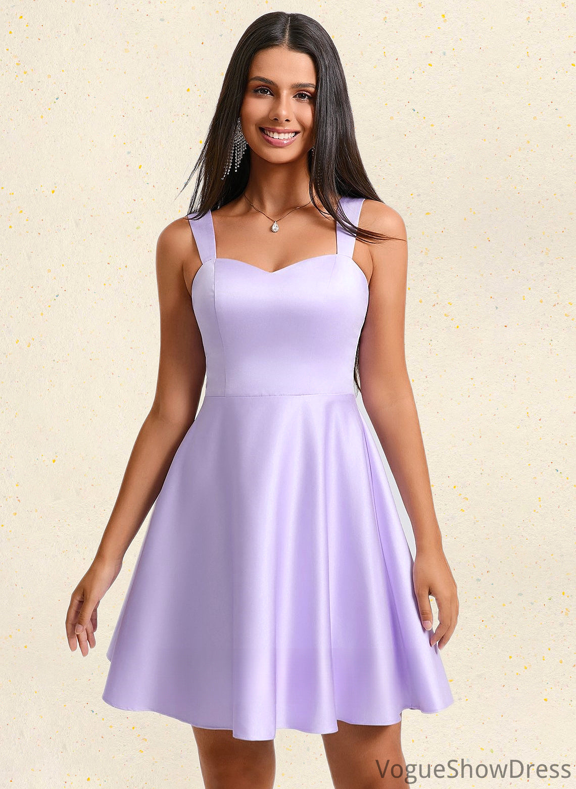 Olga A-line Sweetheart Short Satin Homecoming Dress With Bow DLP0025682