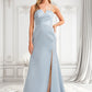 Haven A-line V-Neck Floor-Length Satin Bridesmaid Dress DLP0025724