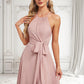 Jazmin A-line Halter Floor-Length Chiffon Bridesmaid Dress DLP0025821