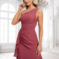 Lara A-line One Shoulder Floor-Length Chiffon Bridesmaid Dress With Ruffle DLP0025824