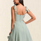 Marley A-line Square Short Chiffon Homecoming Dress With Bow DLP0025655