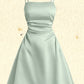 Laila A-line Straight Short Satin Homecoming Dress DLP0025643