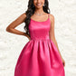 Janiyah Ball-Gown/Princess Scoop Short Satin Homecoming Dress DLP0025714