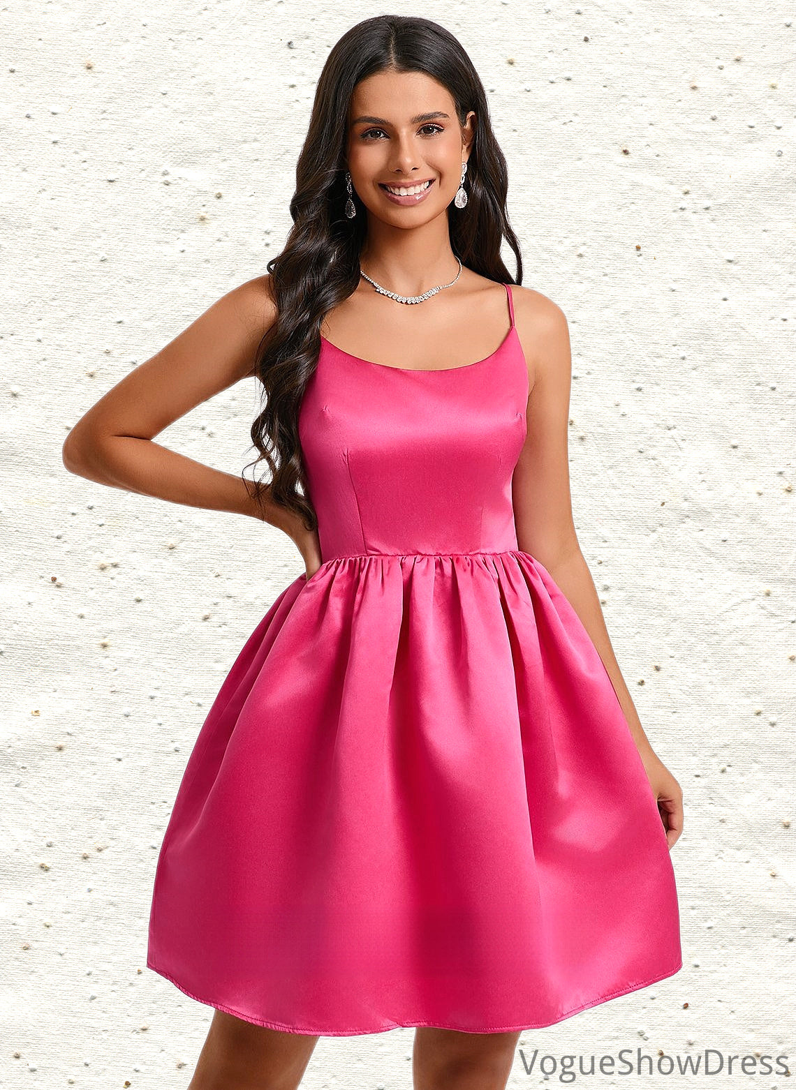 Janiyah Ball-Gown/Princess Scoop Short Satin Homecoming Dress DLP0025714