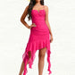 Skye Bodycon V-Neck Asymmetrical Chiffon Homecoming Dress With Cascading Ruffles DLP0025712