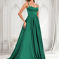 Lorena A-line Sweetheart Sweep Train Satin Prom Dresses DLP0025846