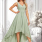 Kaya A-line V-Neck Asymmetrical Chiffon Bridesmaid Dress DLP0025809