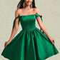 Laylah Ball-Gown/Princess Straight Short Satin Homecoming Dress With Bow DLP0025645