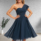 Brenda A-line One Shoulder Knee-Length Chiffon Homecoming Dress With Ruffle DLP0025722