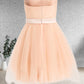 Sloane Ball-Gown/Princess Sweetheart Short Tulle Homecoming Dress With Bow DLP0025719